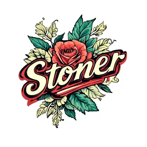 stoner name written inside tattoo design idea