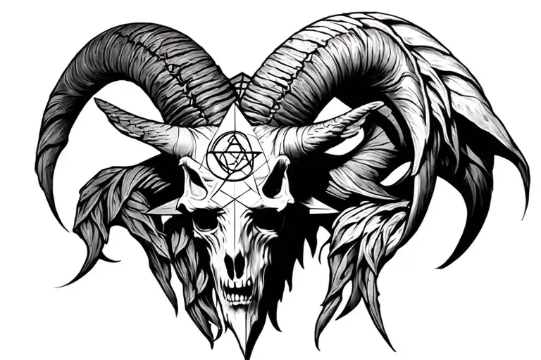 baphomet on the pentagram tattoo design idea