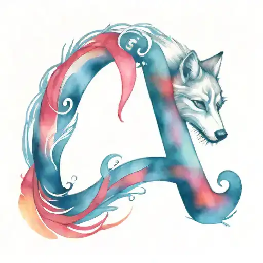 Initial M og k with heart famile skol & hatti wolf tattoo design idea