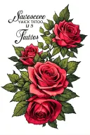 roses with falling peddle leafs with names tattoo design idea