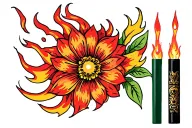 FLAMES WITH A TINY FLOWER IN THE MIDDLE tattoo design idea