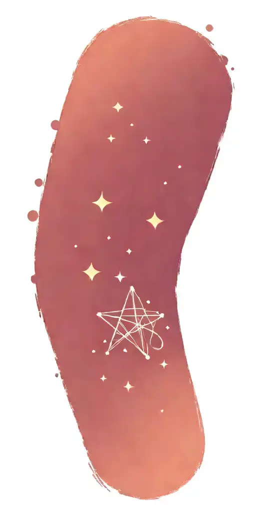 aquarius constellation in sky over camp fire in full color tattoo design idea
