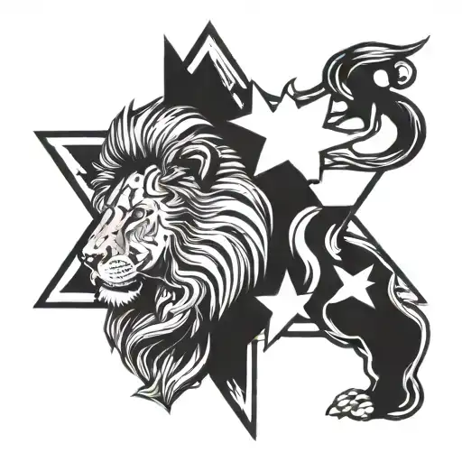 lion jewish star camouflaged tattoo design idea