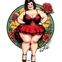 Chubby Pin Up Girl tattoo design idea