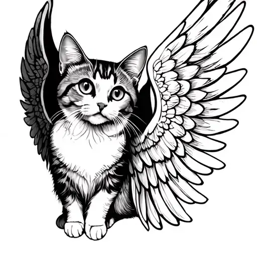 a cat angel wings tattoo design idea