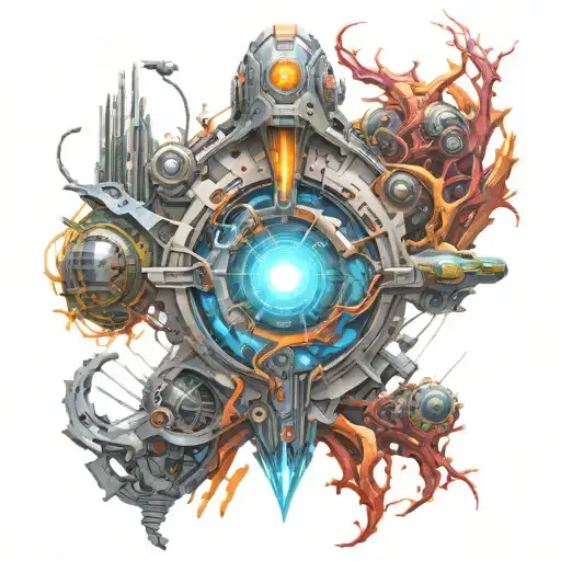 Scifi, space, futur techno cyber super power tattoo design idea