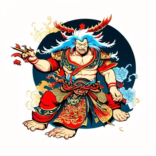 Japanese raijin god of thunder tattoo design idea