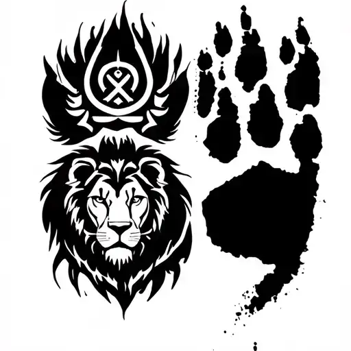 zodiac Leo zodiac symbol on top of a lion paw print  tattoo design idea