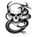 skull with evil snake tattoo design combining elements tattoo design idea