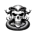 skull with evil snake tattoo design combining elements tattoo design idea