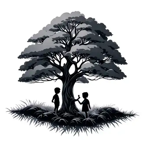3 children and tree tattoo design idea
