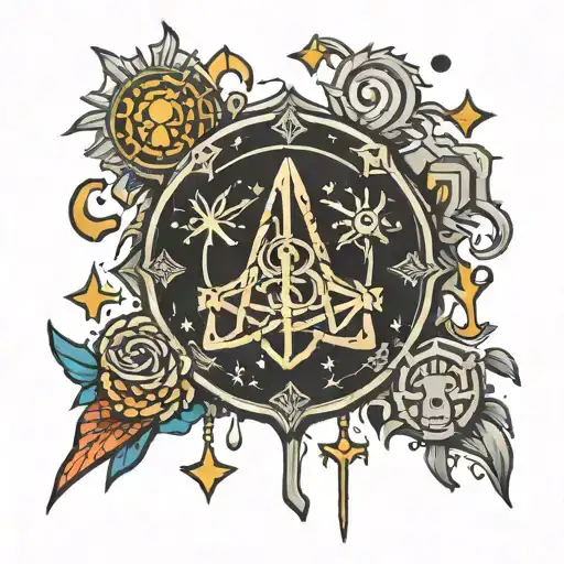 sigils protection and attract money raining tattoo design idea