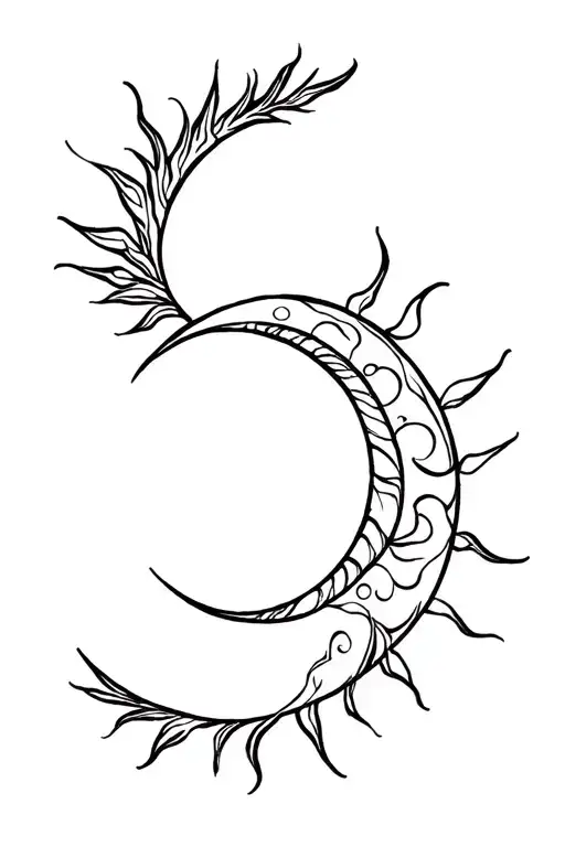 🔥 Phoenix,🖤 Semicolon,🌙 Crescent Moon sun tattoo design idea