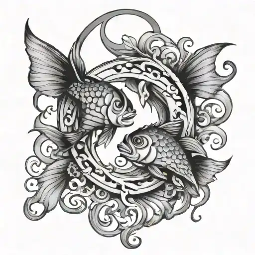 Pisces with the letter S on my cousin tattoo design idea