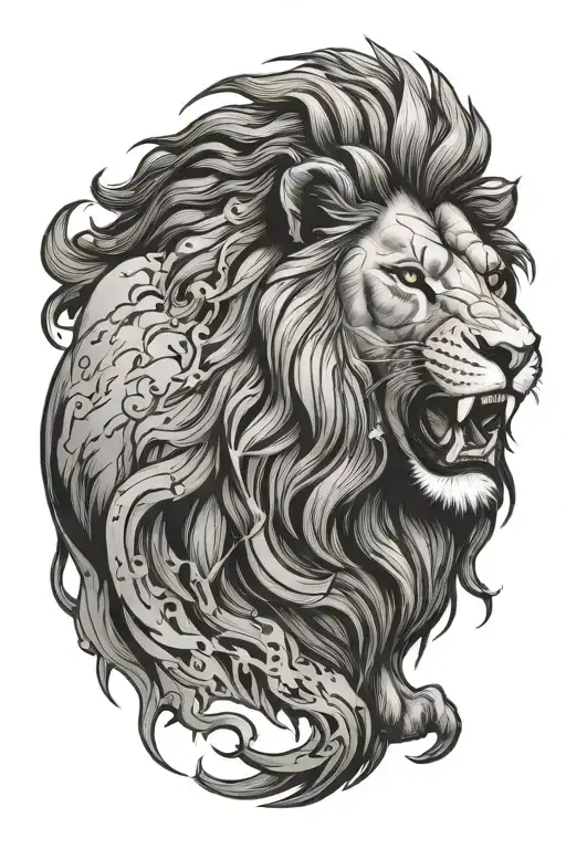 Lion roaring tattoo design idea
