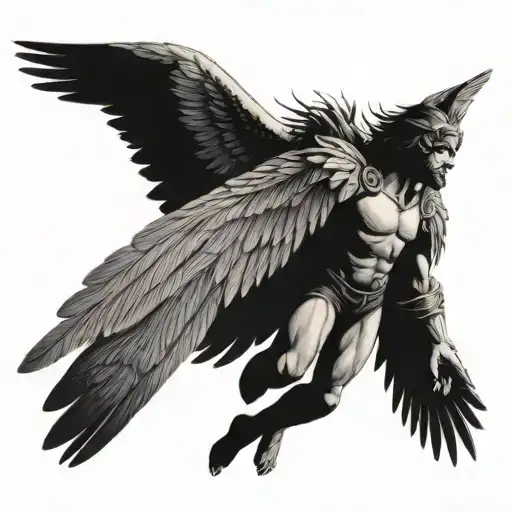 Icarus flying up tattoo design idea