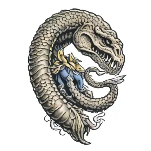 gadsden flag formed guns tattoo design idea