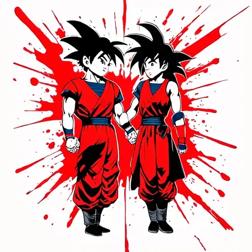 goku and Freida holding hands and shooting a beam at earth saying me and you vs the world Jesse and rj forever and ever  tattoo design idea