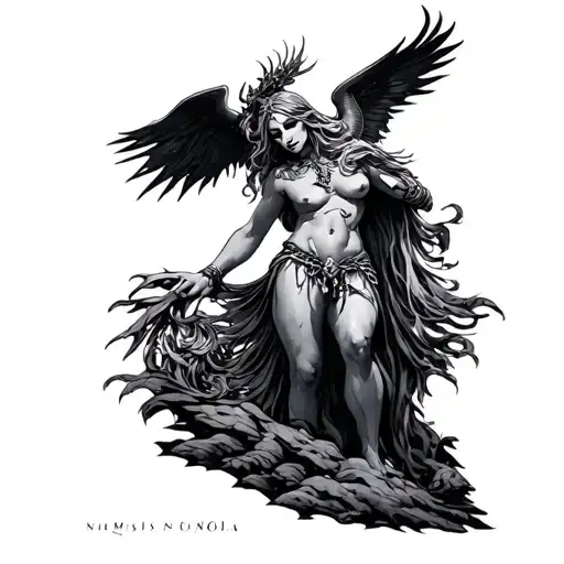 Nemesis Goddess of Revenge tattoo design idea