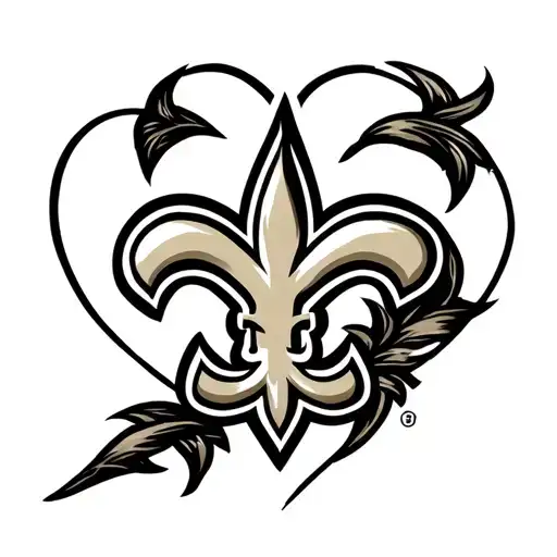 New Orleans saints logo with heart shape behind it tattoo design idea