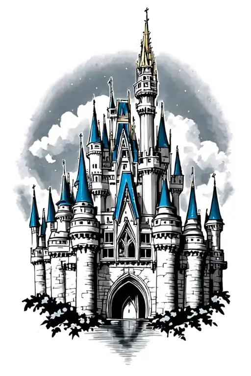 Disney Cinderella castle tattoo design idea