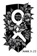 mark 9:23 written tattoo design idea