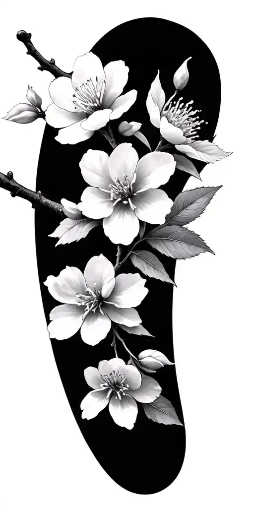 cherry blossom with windbars tattoo design idea