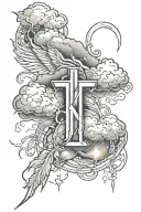 5/6 7/27 6/28 4/3 in roman numerals with a cloud and lightning background  tattoo design idea