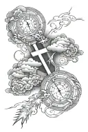 5/6 7/27 6/28 4/3 in roman numerals with a cloud and lightning background  tattoo design idea