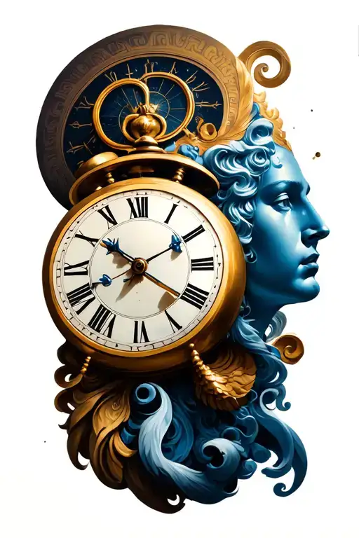 chronos time god greek with clock tattoo design idea