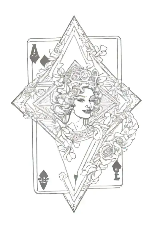 queen of diamonds line work simple rectangle tattoo tattoo design idea