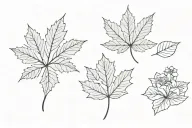 Three small rectangles arranged, incorporating maple leaf and tudor rose tattoo design idea