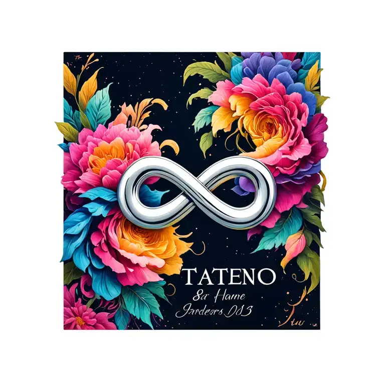 infinity sign with name and date  tattoo design idea