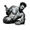 big man putting dildo up bum tattoo design idea