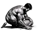 big man putting dildo up bum tattoo design idea