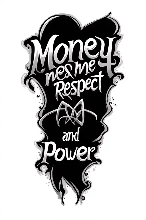 Write me 'Money Respect and Power' in calligraphic letters with different shades and strange designs tattoo design idea
