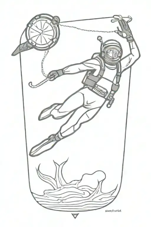 scuba diver tattoo design idea