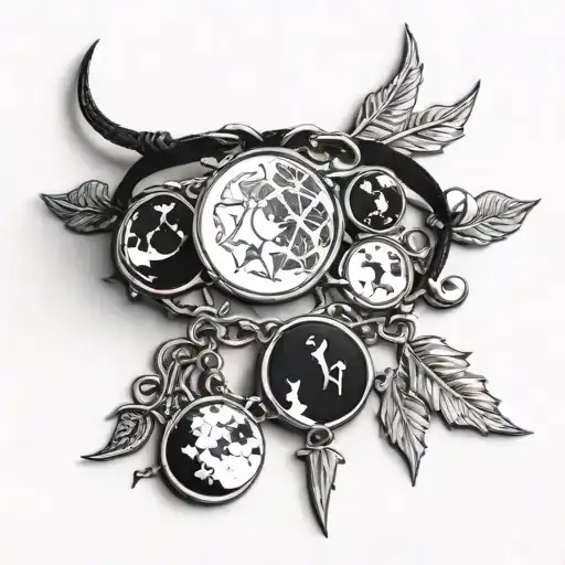 the moon phases as a bracelet in a wiccan style tattoo design idea