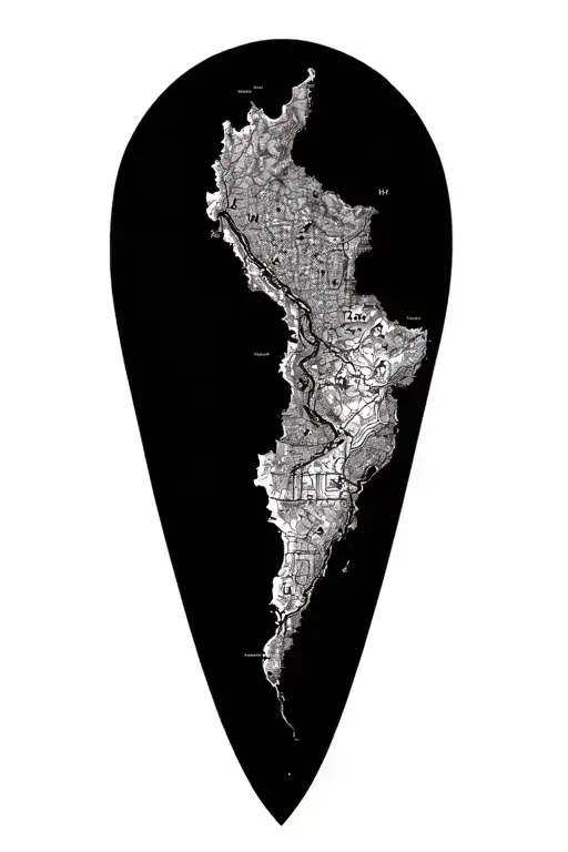 topo map made entirely of intricate blackwork tattoo tattoo design idea