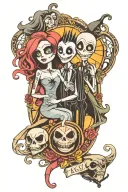 jack, sally, lock, shock, barrel, zero tattoo design idea