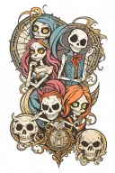 jack, sally, lock, shock, barrel, zero tattoo design idea