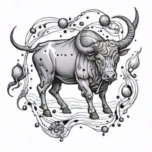 Create a tattoo of a Taurus constellation surrounded by water droplets to symbolize your connection to the ocean and your zodiac sign tattoo design idea