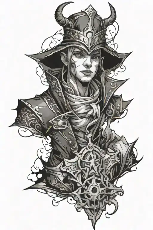 arcane league of legends victor portrait tattoo design idea