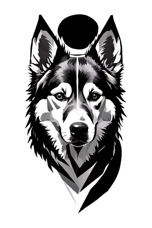 a subtle, connected to soul leaving the body, spitz dog in heaven tattoo design idea
