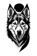 a subtle, connected to soul leaving the body, spitz dog in heaven tattoo design idea