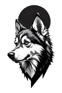 a subtle, connected to soul leaving the body, spitz dog in heaven tattoo design idea