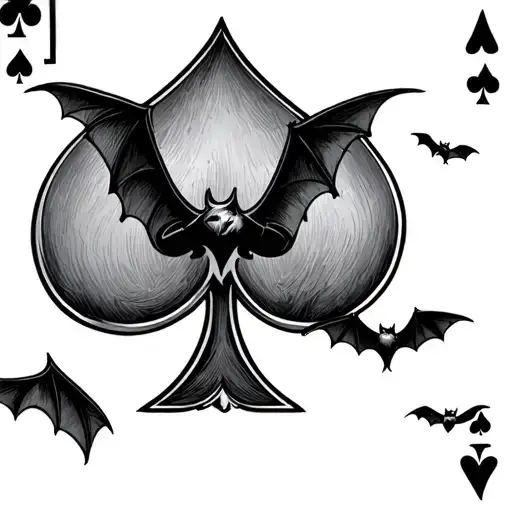ace of spades card and bats flying across tattoo design idea