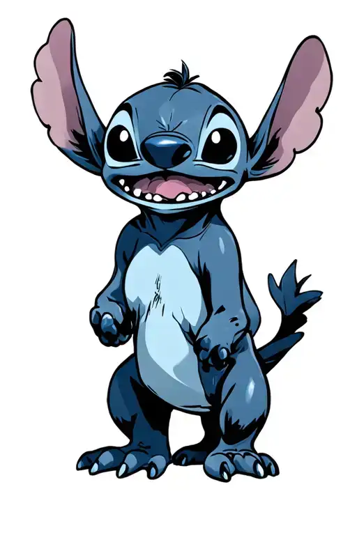 stitch from lilo and stitch with twenty one pilots logo tattoo design idea