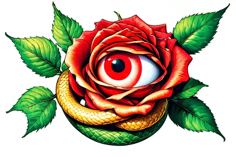rose and snake with sharingan eye wrapped around the clavicle tattoo design idea