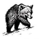 alder tree birch tree bear wolf silhouette tattoo design idea